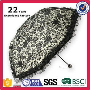 Haute Qualité Vente Chaude Nouvelle Main Sun Fashion Ruffle Parapluie Femmes Plier Parasol